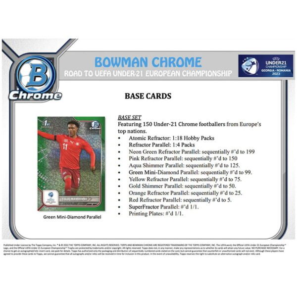 2022 Bowman Chrome Road to UEFA Under 21 European Championship Soccer Hobby Box - Image 2